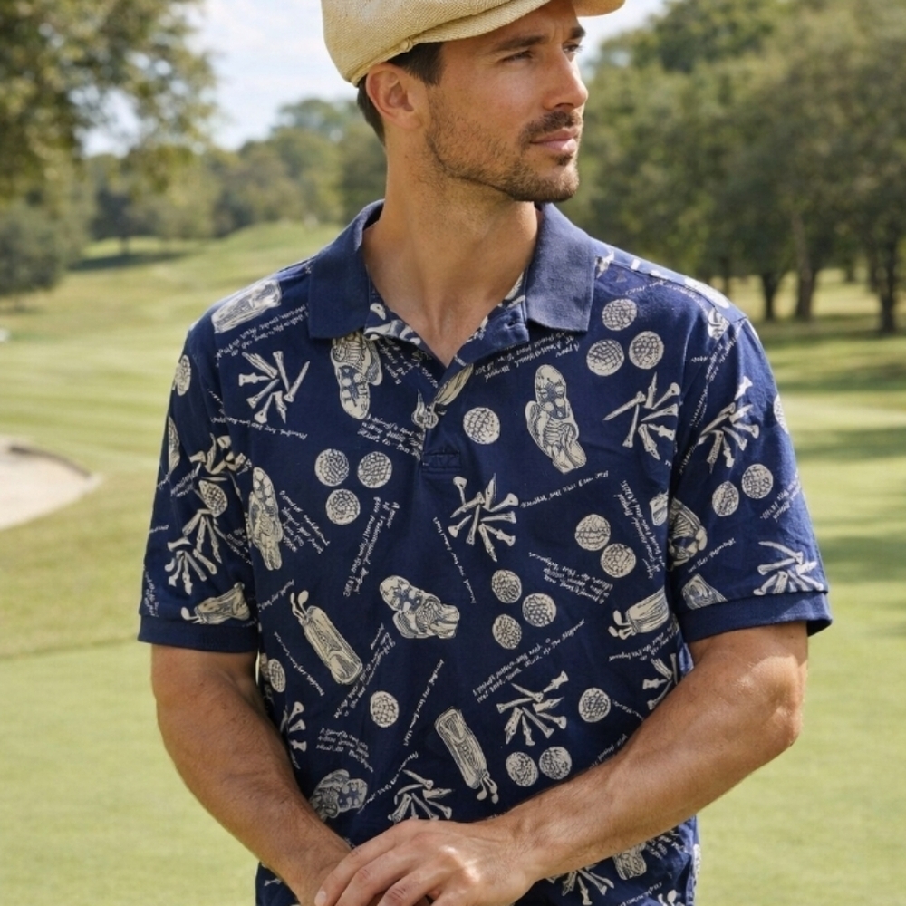 Vintage Lands' End Golf Print Polo Shirt
